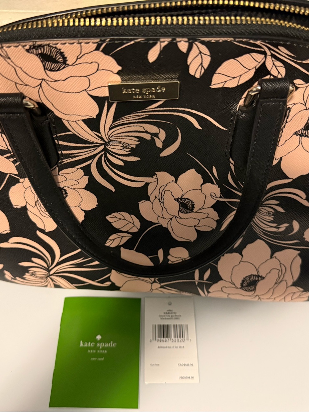 NWT kate spade Black & Blush Floral Dome Satchel - Picture 7 of 10